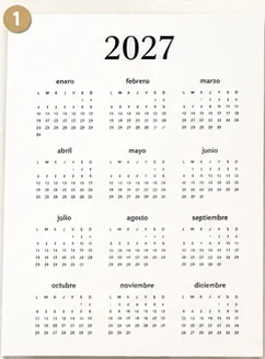 Calendario anual 2027 minimalista en blanco