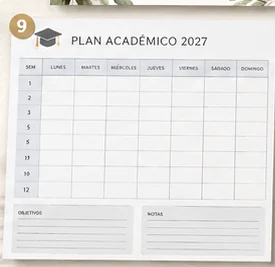 Planificador académico semanal para 2027